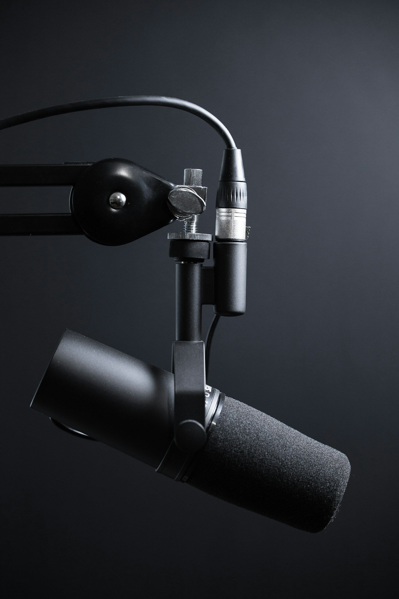 Broadcast microphone in a recording studio